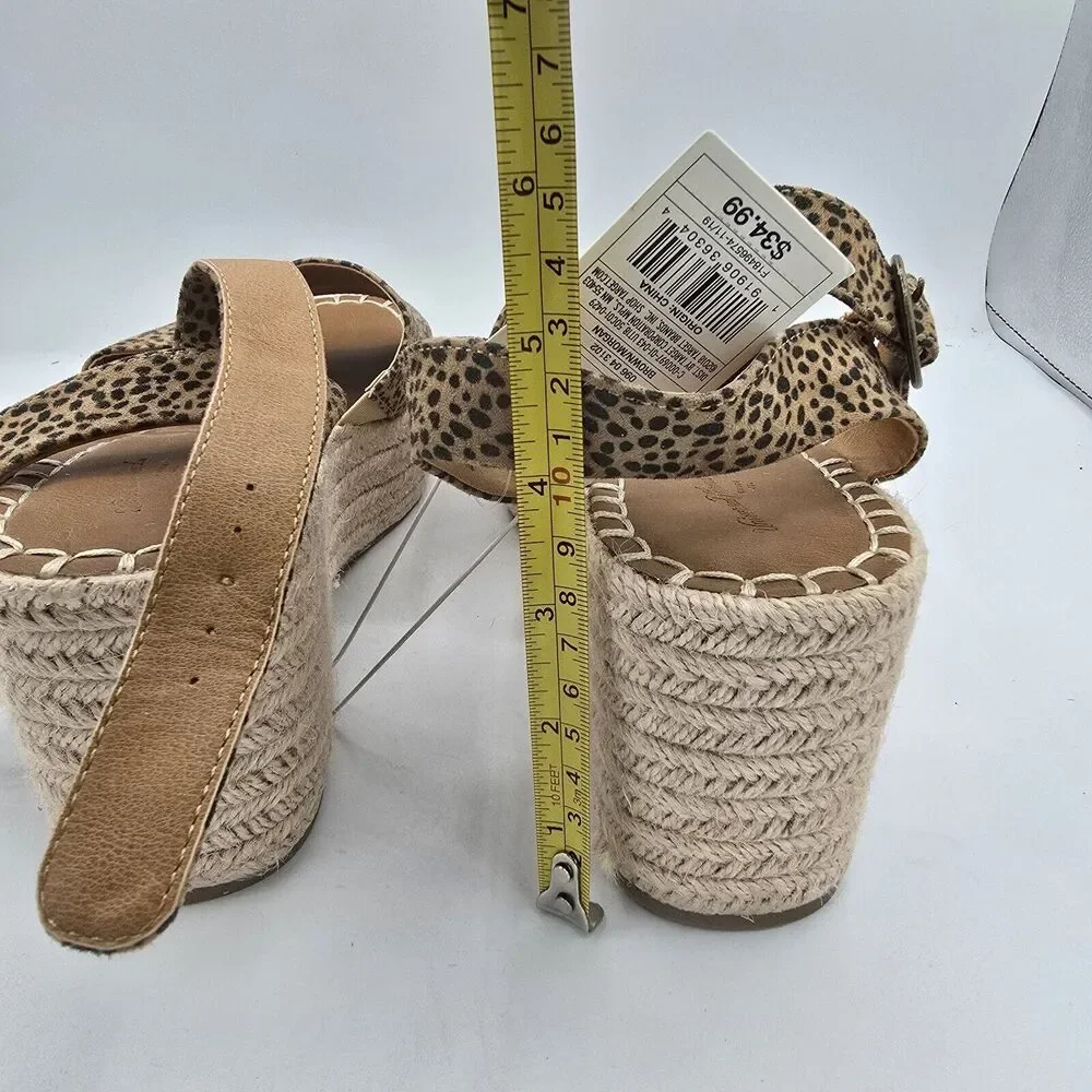 Size 11 Universal Thread Morgan Leopard Print Espadrille Wedge Woven Heel womens
